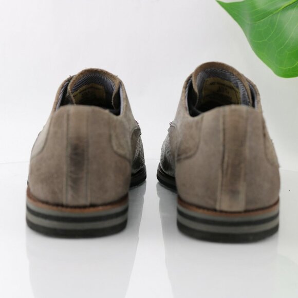 BullBoxer Mens Stanten Oxford Size 8 Gray Textured Leather Plain Toe Dress Shoe - Picture 6 of 12